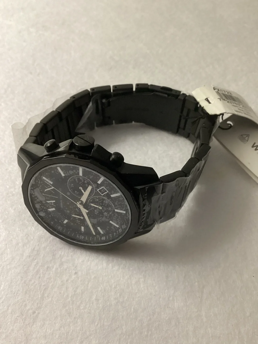 A/X Armani Exchange Chronograph Black Stainless Steel Bracelet Watch 44mm
